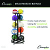Deluxe Five-Row Mobile Medicine Ball Rack, Metal, 198 Lb Capacity, 25" x 25" x 56", Black