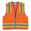 Glowear 8254Hdz Class 2 Heavy-Duty Surveyors Zipper Vest, Polyester, Small/Medium, Orange