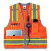 Glowear 8254Hdz Class 2 Heavy-Duty Surveyors Zipper Vest, Polyester, 4X-Large/5X-Large, Orange