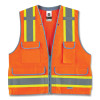 Glowear 8254Hdz Class 2 Heavy-Duty Surveyors Zipper Vest, Polyester, 4X-Large/5X-Large, Orange
