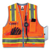 Glowear 8254Hdz Class 2 Heavy-Duty Surveyors Zipper Vest, Polyester, 4X-Large/5X-Large, Orange