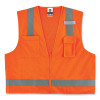 Glowear 8249Z Class 2 Economy Surveyors Zipper Vest, Polyester, Small/Medium, Orange