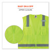 Glowear 8249Z-S Single Size Class 2 Economy Surveyors Zipper Vest, Polyester, Medium, Lime
