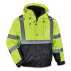 Glowear 8381 Class 3 Hi-Vis 4-In-1 Quilted Bomber Jacket, Lime, X-Large