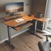 L-Shaped Standing Desk With Keyboard Tray, Right Desk, 61.25" x 43.25" x 34.38" To 52.88", Walnut/Black
