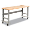 Light Duty Butcher Block Top Adjustable Height Workbench, 800 Lbs, 60 x 30 x 36 To 43, Gray