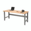Standard Duty Butcher Block Top Adjustable Height Workbench, 2,000 Lbs, 72 x 30 x 30.88 To 36.88, Maple/Gray