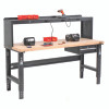 Standard Duty Butcher Block Top Adjustable Height Workbench, 2,000 Lbs, 72 x 30 x 30.88 To 36.88, Maple/Black