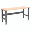 Standard Duty Butcher Block Top Adjustable Height Workbench, 2,000 Lbs, 72 x 30 x 30.88 To 36.88, Maple/Black