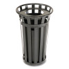 Outdoor Slatted Steel Trash Can, 24 Gal, Black