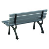 Recycled Plastic Benches With Back, 48" x 23" x 28", Gray Seat/Back, Gray Base