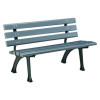 Recycled Plastic Benches With Back, 48" x 23" x 28", Gray Seat/Back, Gray Base