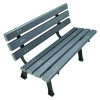 Recycled Plastic Benches With Back, 48" x 23" x 28", Gray Seat/Back, Gray Base