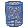 Outdoor Diamond Steel Trash Can, Rain Bonnet Lid, 36 Gal, Blue