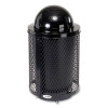 Outdoor Diamond Steel Trash Can With Base, 36 Gal, Black