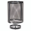 Outdoor Diamond Steel Trash Can With Base, 36 Gal, Black