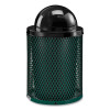 Outdoor Diamond Steel Trash Can, 36 Gal, Dome Lid, Green