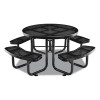Perforated Steel Picnic Table, Round, 46" Dia x 29.5"h, Black Top, Black Base/Legs