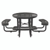 Expanded Steel Picnic Table, Round, 46" Dia x 29.5"h, Black Top, Black Base/Legs