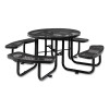 Expanded Steel Picnic Table, Round, 46" Dia x 29.5"h, Black Top, Black Base/Legs