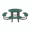 Expanded Steel Picnic Table, Round, 46" Dia x 29.5"h, Green Top, Green Base/Legs