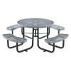 Expanded Steel Picnic Table, Round, 46" Dia x 29.5"h, Gray Top, Gray Base/Legs