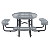Expanded Steel Picnic Table, Round, 46" Dia x 29.5"h, Gray Top, Gray Base/Legs