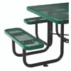 Expanded Steel Picnic Table, Square, 81 x 81 x 29.5, Green Top, Green Base/Legs