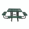 Expanded Steel Picnic Table, Square, 81 x 81 x 29.5, Green Top, Green Base/Legs