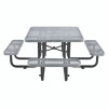 Expanded Steel Picnic Table, Square, 81 x 81 x 29.5, Gray Top, Gray Base/Legs