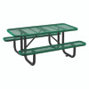 Expanded Steel Picnic Table, Rectangular, 72 x 62 x 29.5, Green Top, Green Base/Legs