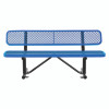 Expanded Steel Bench With Back, 72" x 24" x 33", Blue Seat/Back, Black Base