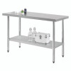 Work Table With Undershelf, Rectangular, 72 x 30 x 35, Silver Top, Silver Base/Legs