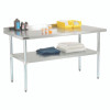 Work Table With Undershelf With Backsplash, Rectangular, 60 x 30 x 35, Silver Top, Silver Base/Legs