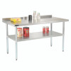 Work Table With Undershelf With Backsplash, Rectangular, 60 x 30 x 35, Silver Top, Silver Base/Legs