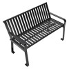 Steel Slat Benches With Back, 48" x 27" x 31", Black Seat/Back, Black Base