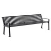 Steel Slat Benches With Back, 96" x 26" x 31", Black Seat/Back, Black Base