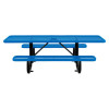 Ada Compliant Expanded Steel Picnic Table, Rectangular, 96 x 60 x 29.5, Blue Top And Base