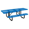 Ada Compliant Expanded Steel Picnic Table, Rectangular, 96 x 60 x 29.5, Blue Top And Base