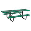 Ada Compliant Expanded Steel Picnic Table, Rectangular, 96 x 60 x 21.5, Green Top And Base