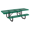 Ada Compliant Expanded Steel Picnic Table, Rectangular, 96 x 60 x 21.5, Green Top And Base