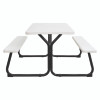 Blow-Molded Plastic Picnic Table, Rectangular, 72 x 60 x 30, White Top, White Base/Legs