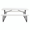 Blow-Molded Plastic Picnic Table, Rectangular, 72 x 60 x 30, White Top, White Base/Legs