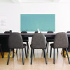 Aria Low-Profile Frameless Magnetic Glassboard, 36" x 24", Denim Blue Surface