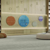 Coda Low Profile Circular Non-Magnetic Glassboard, 36 x 36, Denim Surface