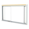 Horizontal Sliding Porcelain Magnetic Whiteboard, 120" x 48", White Surface, Satin Aluminum Frame