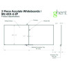 Two-Piece M2 Non-Magnetic Whiteboard With Aluminum Frame, 144.5" x 48.5", White Surface, Satin Aluminum Frame