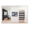 Ovation 1 Door Enclosed Fabric Bulletin Board, 24.13" x 33.75", Beige Surface, Powder-Coated Gray Aluminum Frame