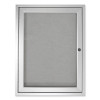 1 Door Enclosed Vinyl Bulletin Board With Satin Frame, 18" x 24", Silver Surface, Satin Aluminum Frame