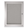 1 Door Enclosed Vinyl Bulletin Board With Satin Frame, 18" x 24", Silver Surface, Satin Aluminum Frame